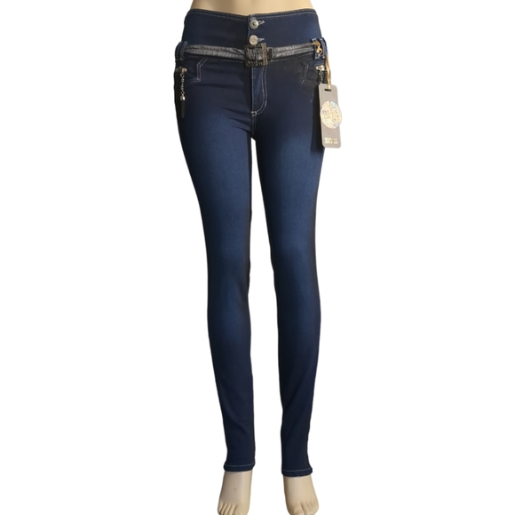 *NEW* Authentic Colombian But Lifting High Rise Skinny Wash jeans Size 12 - Picture 2 of 11